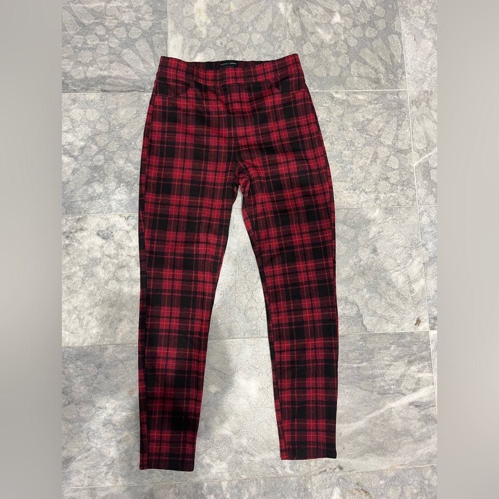 Anthropologie Red and Black Plaid woman’s Chinos